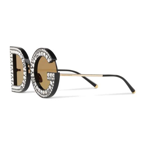 sanadali dolce gabbana con cristalli|Dolce & Gabbana Eyewear Occhiali da sole squadrati con cristalli.